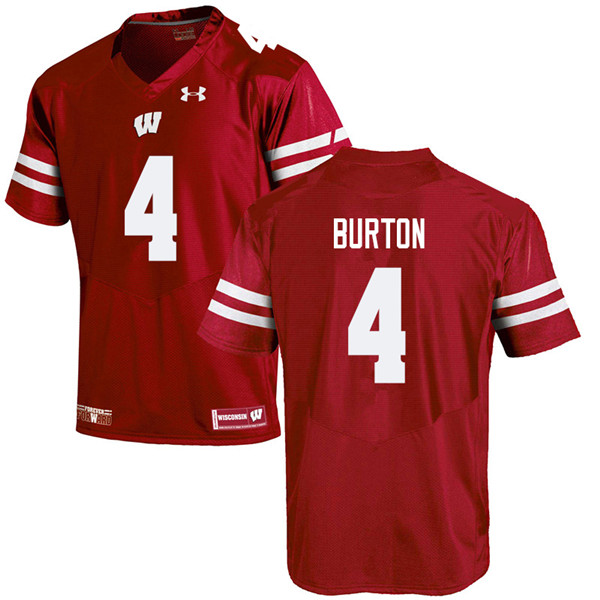 Men #4 Donte Burton Wisconsin Badgers College Football Jerseys Sale-Red